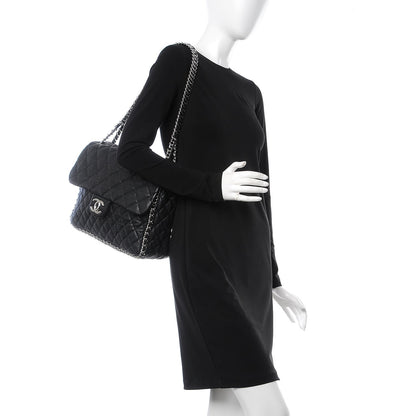 Chanel Washed Lambskin Quilted Maxi Chain Around Flap Black 2 of 7