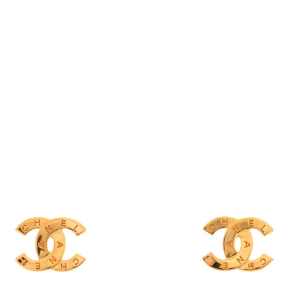 Chanel Metal CC Paris Button Stud Earrings Gold 1 of 5
