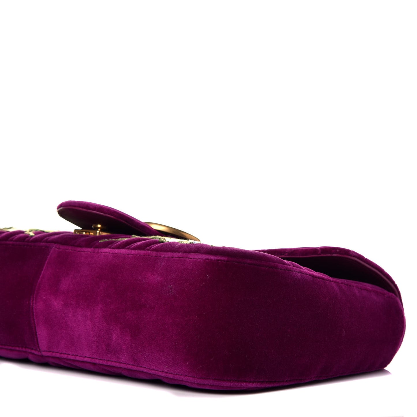 Velvet Matelasse Loved Embroidered Medium GG Marmont Shoulder Bag Fuchsia Violet Cyclamen