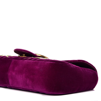 Gucci Velvet Matelasse Loved Embroidered Medium GG Marmont Shoulder Bag Fuchsia Violet Cyclamen 9 of 9