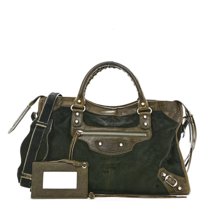 Balenciaga Agneau Pony Hair Classic Silver Hardware City Olive 1 of 19