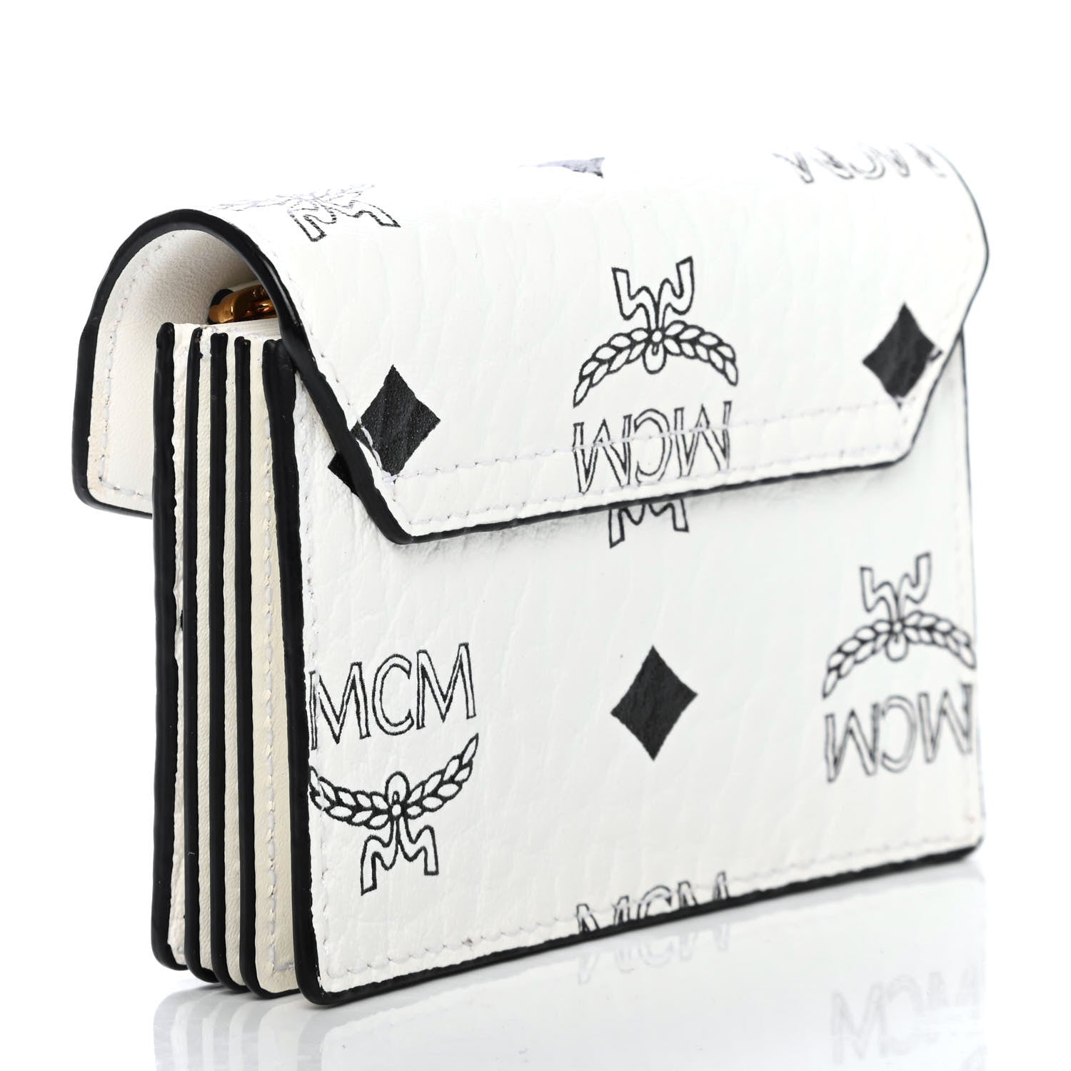 MCM Visetos Mini Accordion Card Wallet White 2 of 4