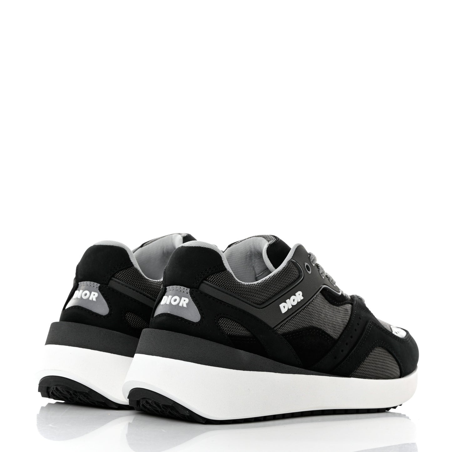 Technical Mesh Calfskin Womens B29 Sneakers 39 Black Grey