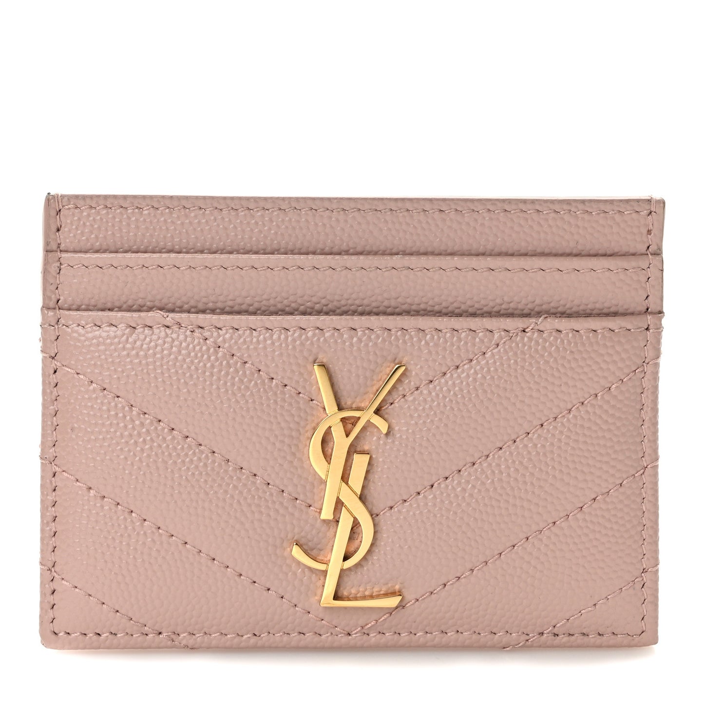 Grain De Poudre Matelasse Chevron Monogram Credit Card Case Pale Pink