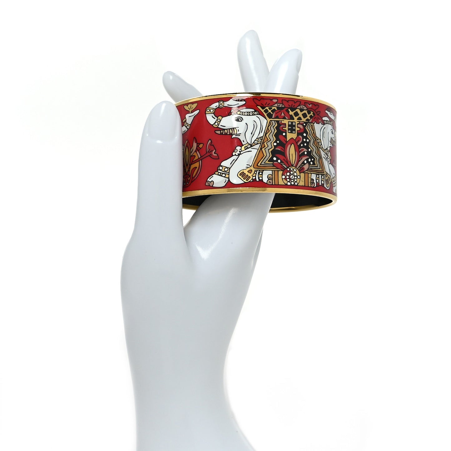 Enamel Printed Elephant Torana Extra Wide Bracelet 65