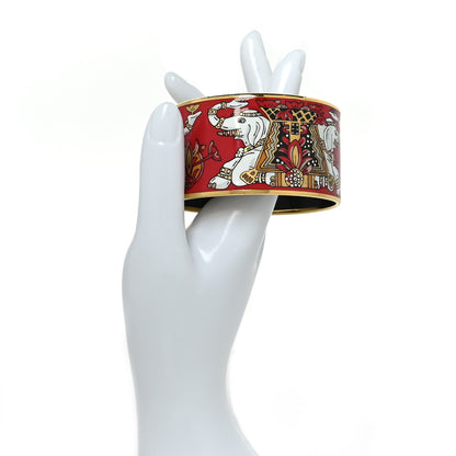 Hermes Enamel Printed Elephant Torana Extra Wide Bracelet 65 2 of 5