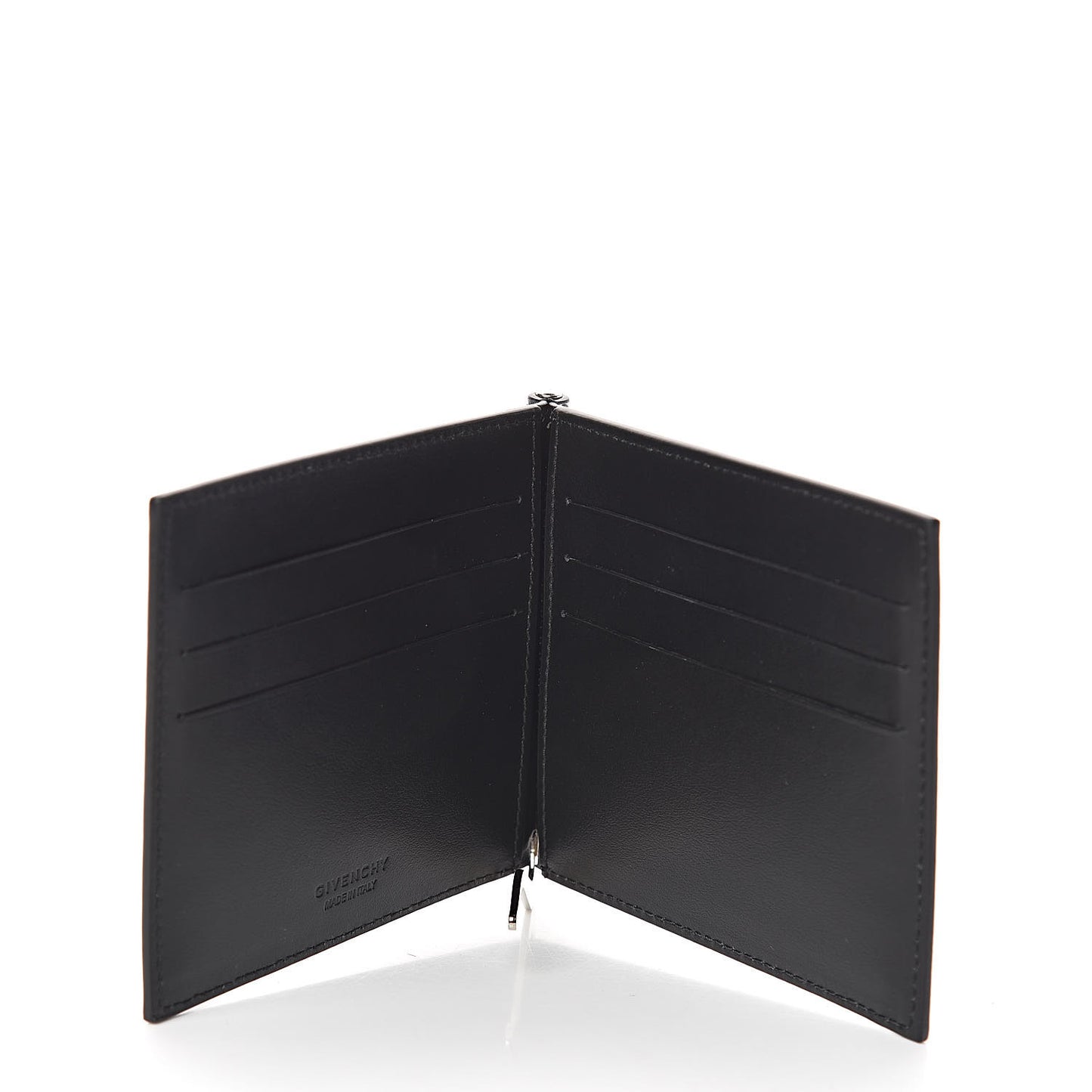 Calfskin Waves Print Billfold Wallet Black White