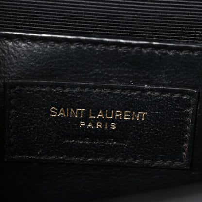Saint Laurent Grain De Poudre Textured Mixed Matelasse Triquilt Small Monogram Satchel Black 6 of 11