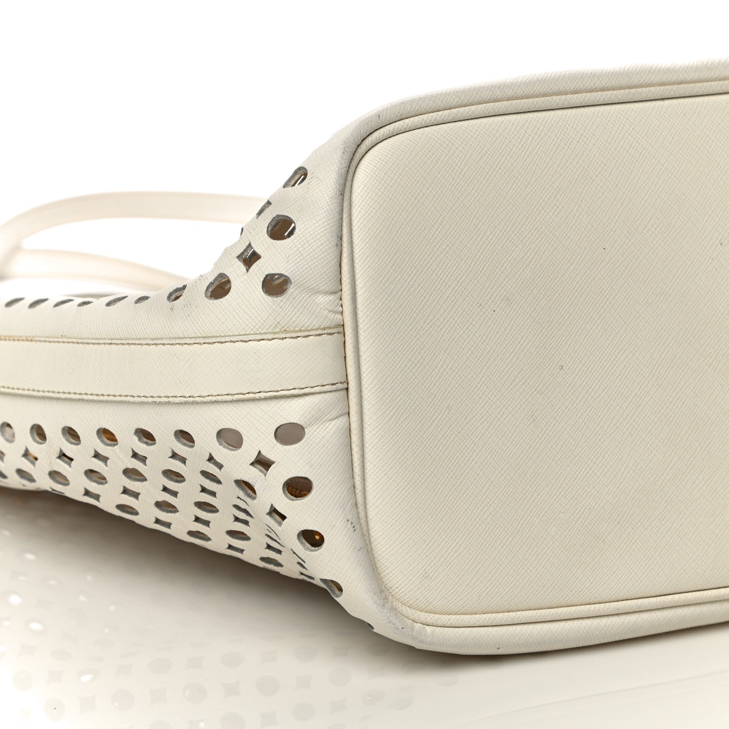Prada Saffiano Perforated Tote Talco 8 of 21