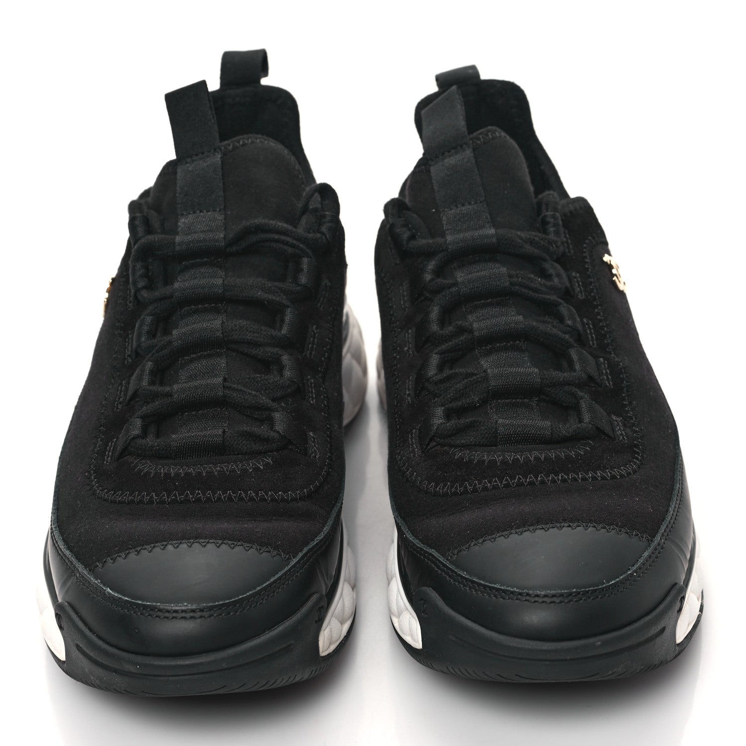Chanel Velvet Calfskin Mixed Fibers CC Sneakers 37.5 Black 2 of 9