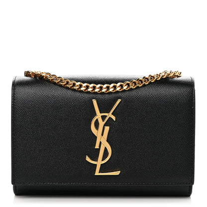 Saint Laurent Grain De Poudre Small Monogram Kate Satchel Black 1 of 12