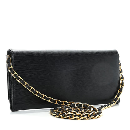 Prada Saffiano Metal Oro Chain Wallet Black 2 of 4