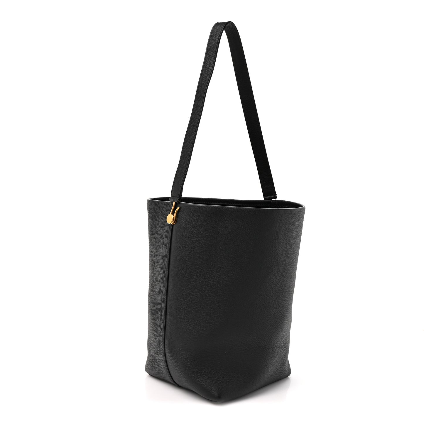 Grained Calfskin Medium N/S Hook Tote Black