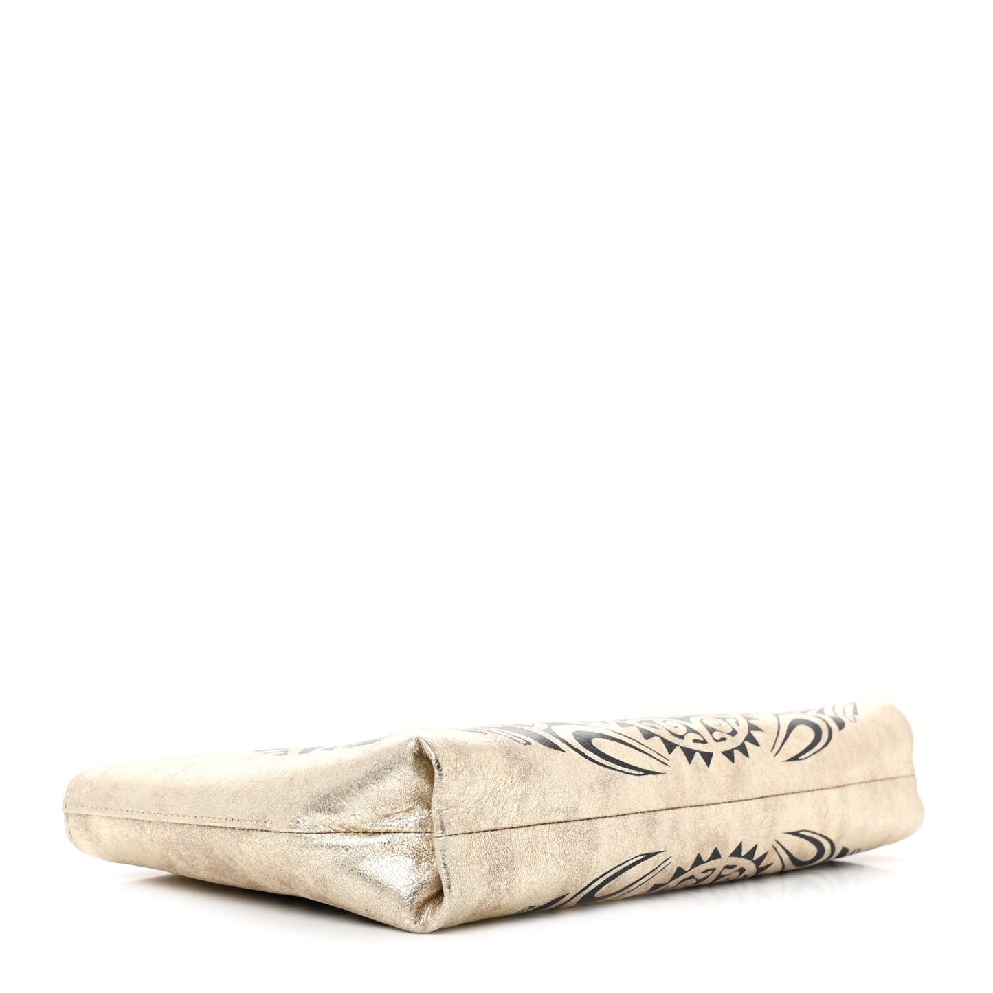 Metallic Lambskin Print Clutch Gold