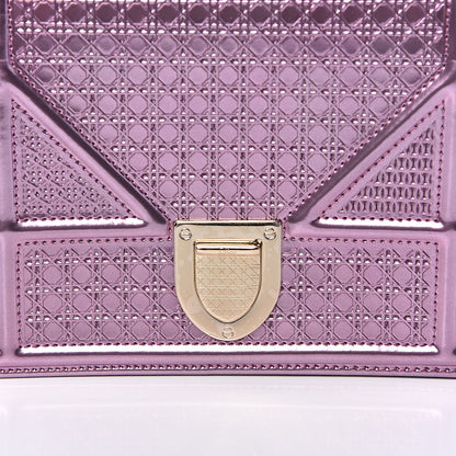 Christian Dior Metallic Patent Micro-Cannage Diorama Wallet on Chain Pouch Pink 9 of 9