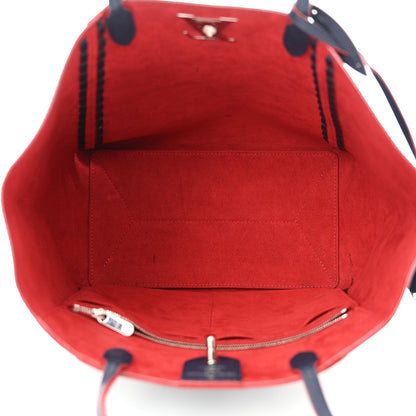 Louis Vuitton Calfskin Braided Lockme Cabas Marine Rouge 5 of 14