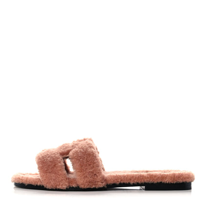 Hermes Woolskin Oran Sandals 39 Rose Aube 1 of 7