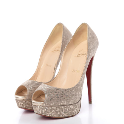 Christian Louboutin Metallic Suede Lady Peep 150 Pumps 39 Gold 3 of 9