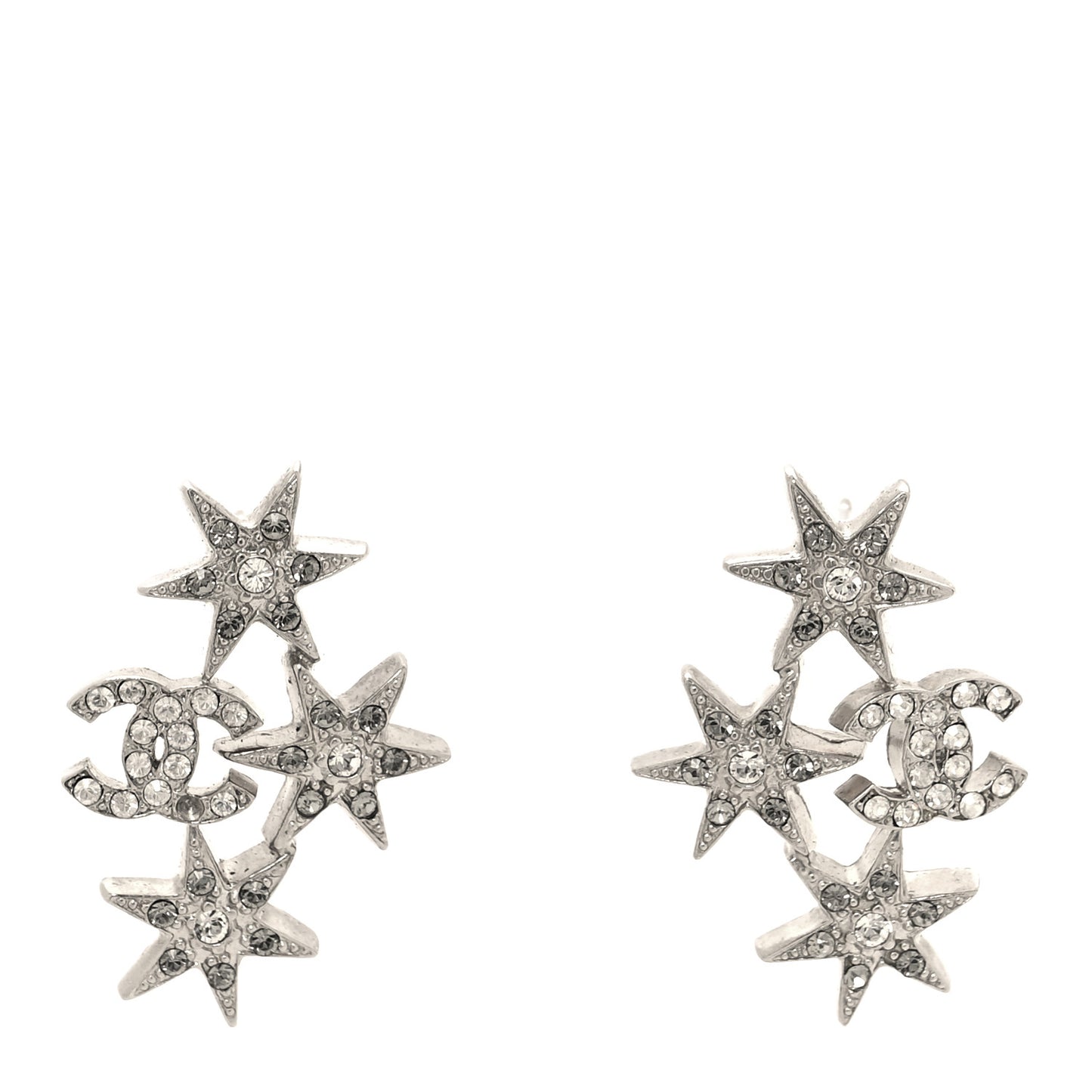 Crystal Star CC Earrings Silver