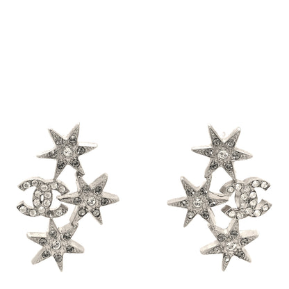 Chanel Crystal Star CC Earrings Silver 1 of 4