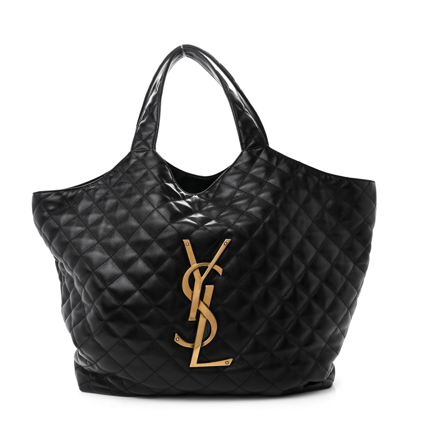 Lambskin Quilted Maxi Icare Shopping Tote Black