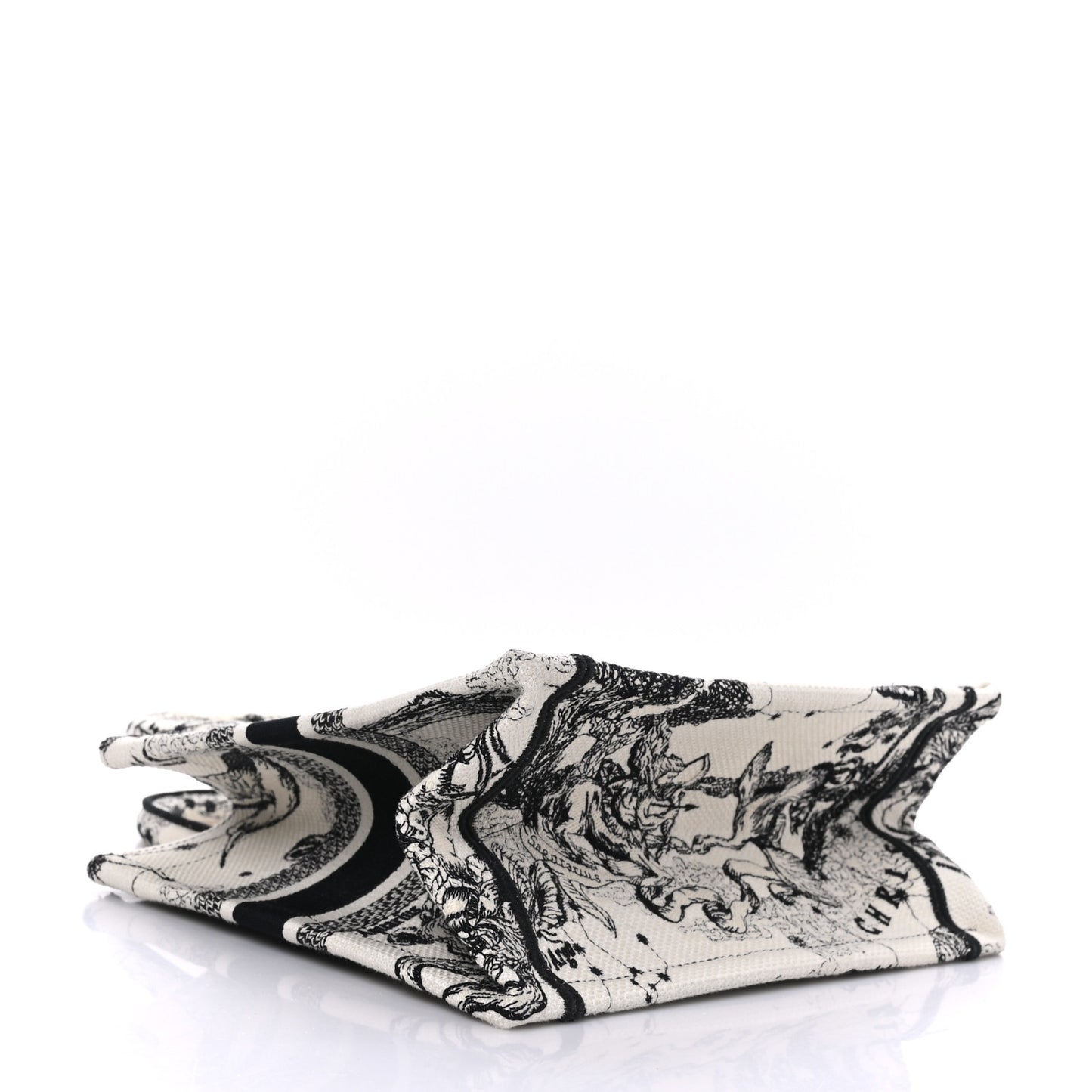 Canvas Embroidered Small Zodiac Toile De Jouy Book Tote Latte