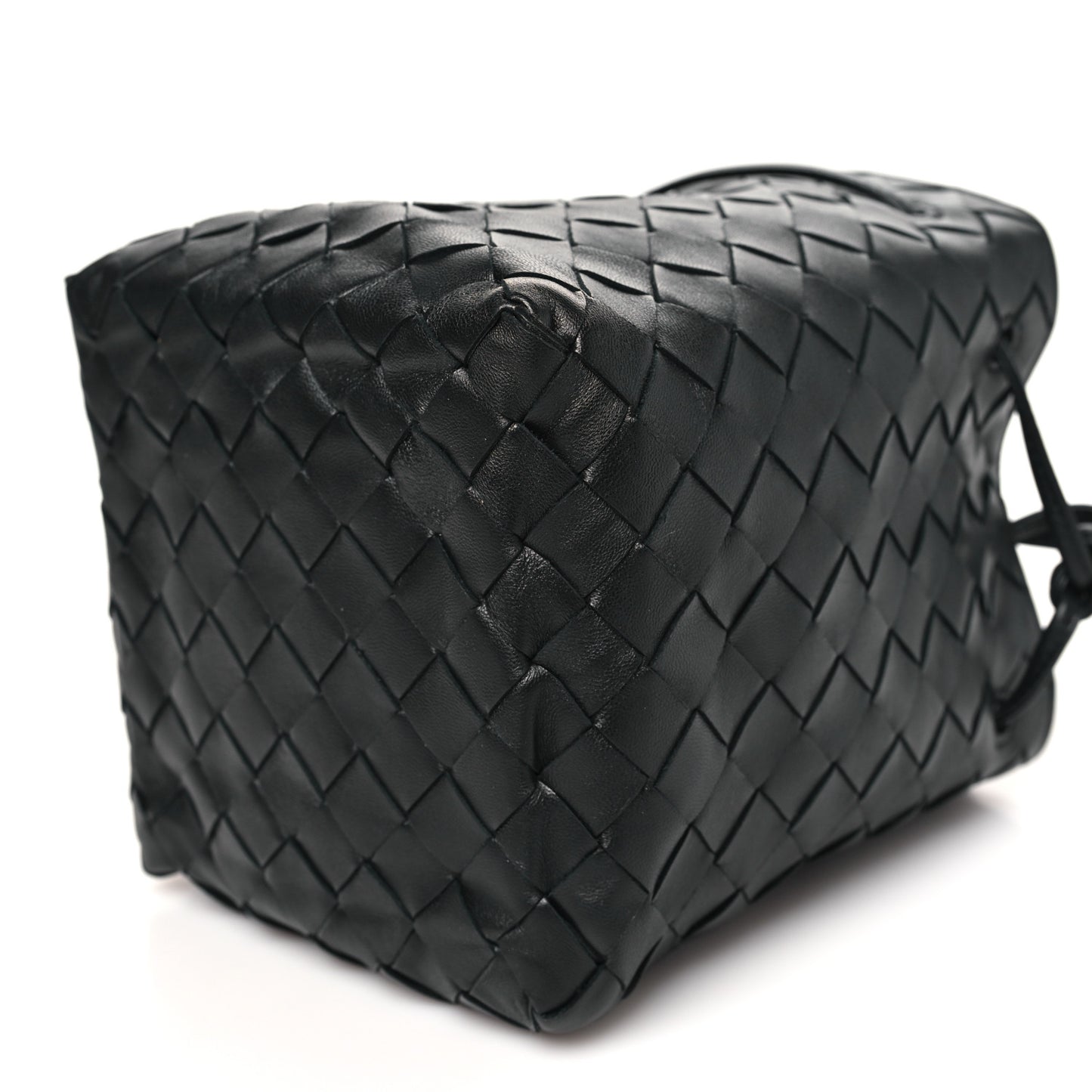Nappa Intrecciato Small Drawstring Bucket Bag Black