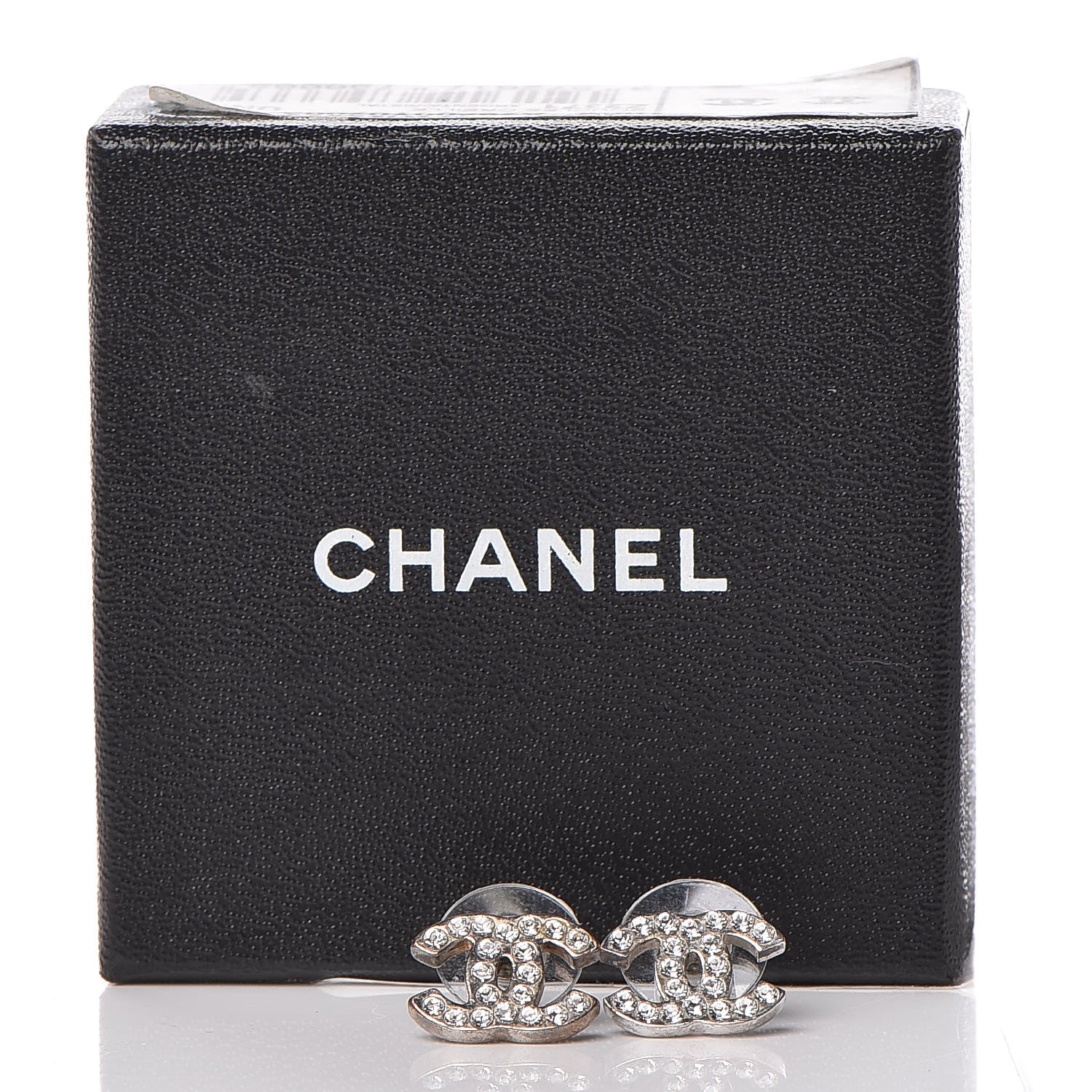 Chanel Crystal Timeless CC Earrings Silver 5 of 5