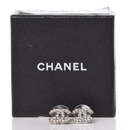 Chanel Crystal Timeless CC Earrings Silver 5 of 5