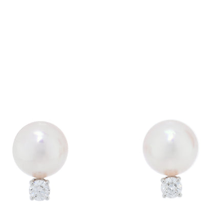 Mikimoto 18K White Gold Diamond Akoya Pearl 8-8.5mm Stud Earrings 1 of 5