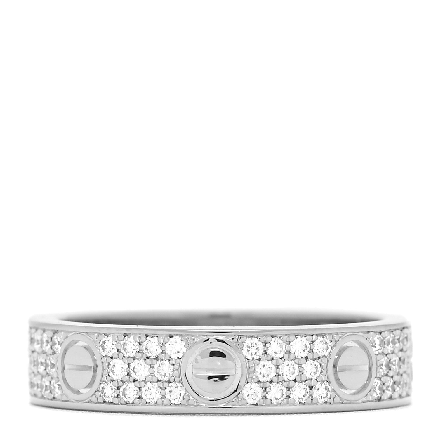 Cartier 18K White Gold Diamond 4mm LOVE Wedding Paved Band Ring 48 4.5 3 of 4