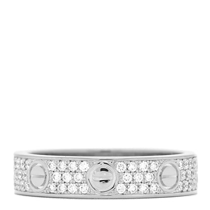 Cartier 18K White Gold Diamond 4mm LOVE Wedding Paved Band Ring 48 4.5 3 of 4