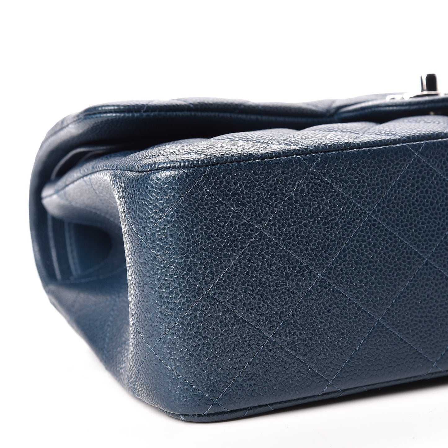 Metallic Caviar Jumbo Double Flap Blue