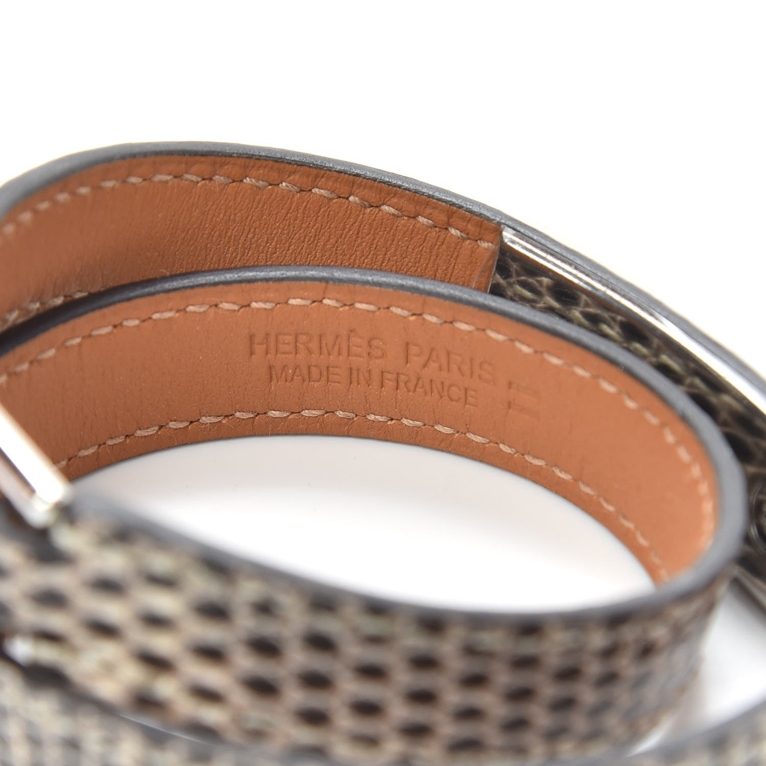 Hermes Lizard Rivale Double Tour Bracelet T3 Ombre 4 of 6