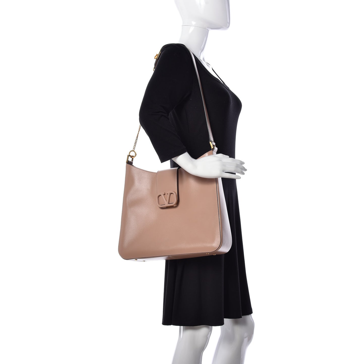 Smooth Calfskin VSling Hobo Bag Camel Rose