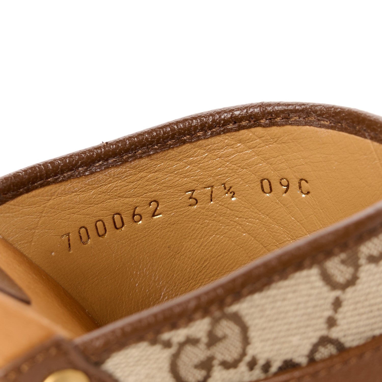 Gucci Monogram Goatskin Horsebit Clog Mules 37.5 Beige Ebony Brown Sugar 8 of 9