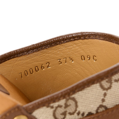 Gucci Monogram Goatskin Horsebit Clog Mules 37.5 Beige Ebony Brown Sugar 8 of 9