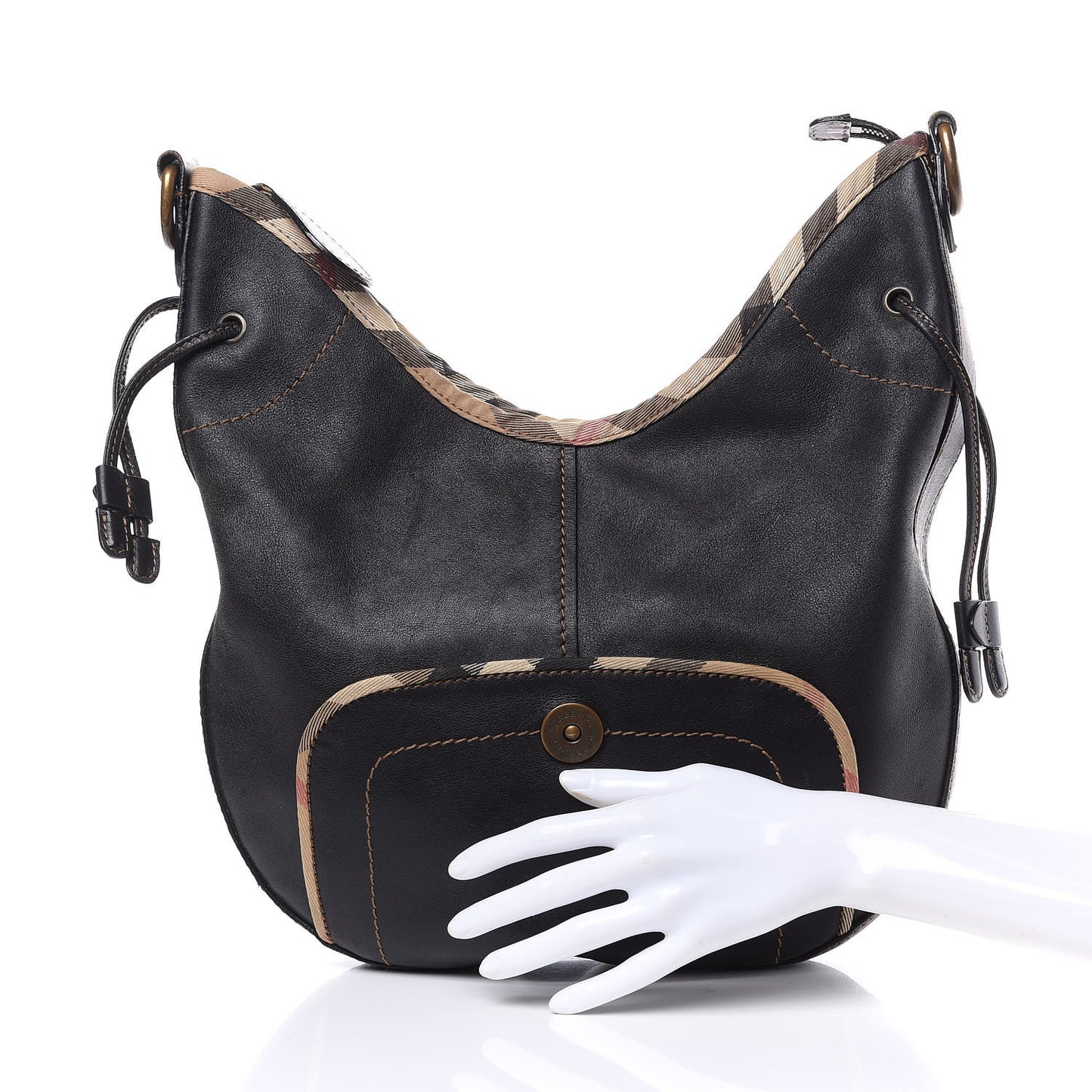 Calfskin Check Hobo Brown
