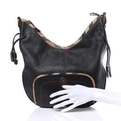 Burberry Calfskin Check Hobo Brown 2 of 14