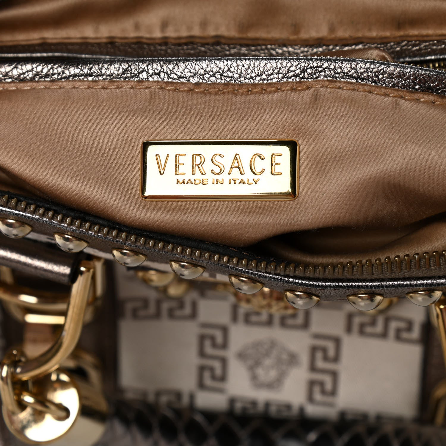 Versace Metallic Calfskin Snap Out Of It Bag Bronze 4 of 28
