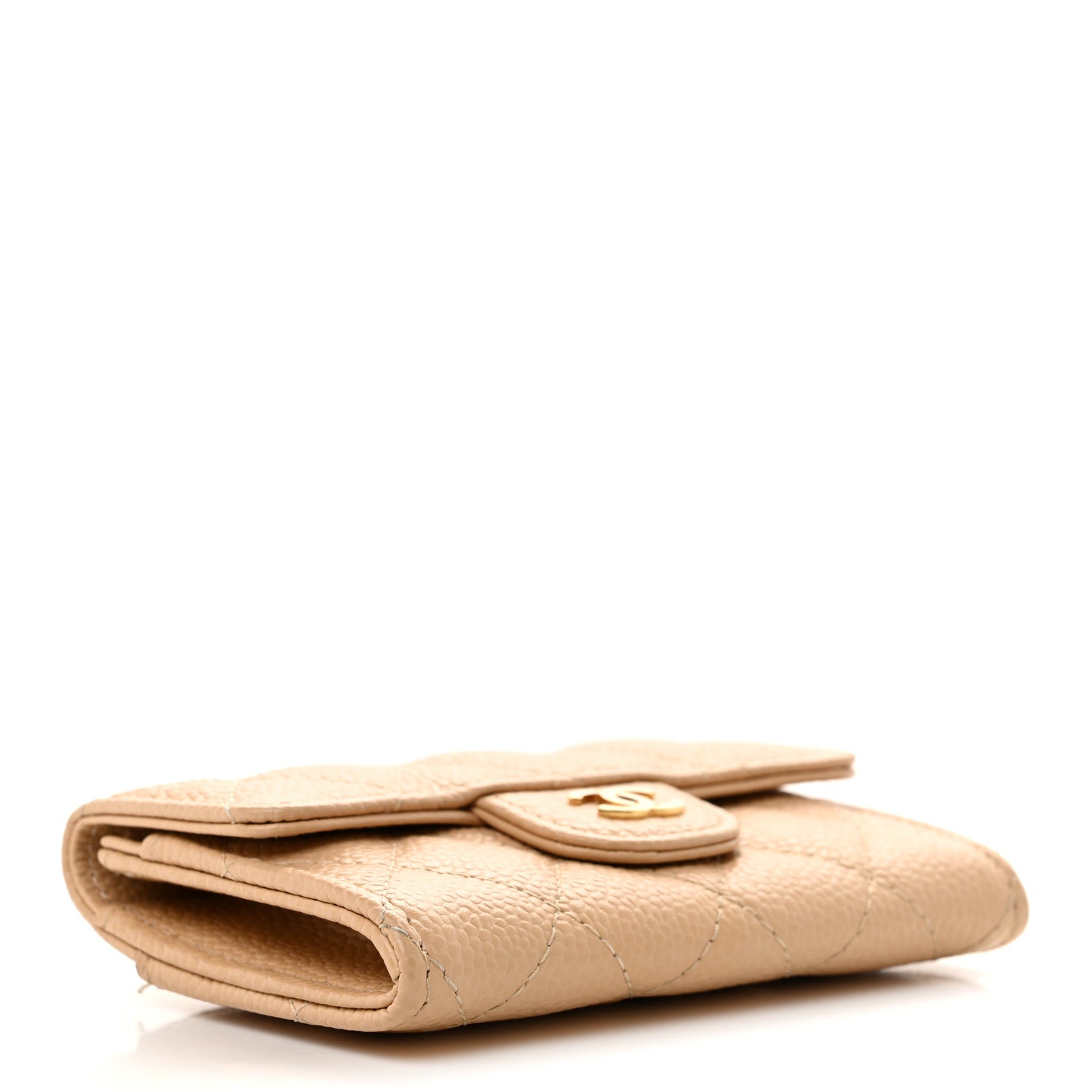 Chanel Caviar Quilted Flap Card Holder Wallet Beige 4 of 9