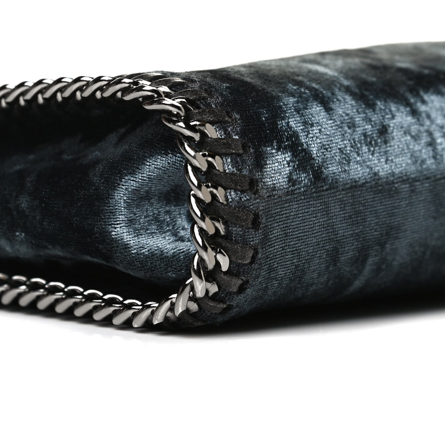 Crushed Velvet Tiny Falabella Tote Blue