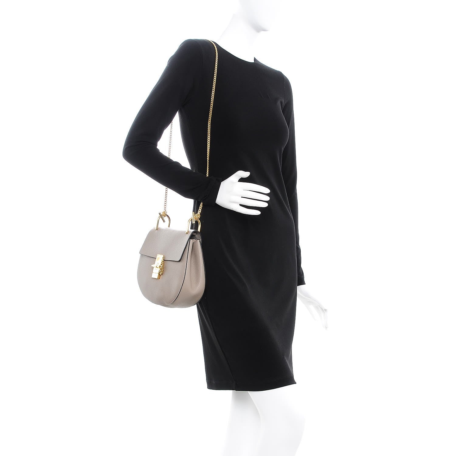 Chloe Grained Lambskin Drew Shoulder Bag Motty Grey 2 of 7