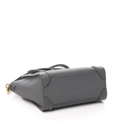 Celine Drummed Calfskin Nano Luggage Kohl 3 of 9