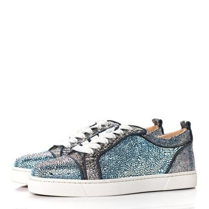 Christian Louboutin Metallic Strass Louis Junior Flat Sneakers 35 Silver AB 3 of 11