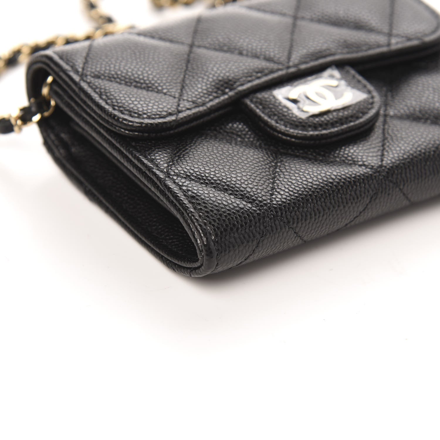 Chanel Caviar Quilted Flap Card Holder On Chain Black 9 of 11