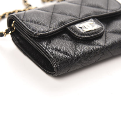 Chanel Caviar Quilted Flap Card Holder On Chain Black 9 of 11