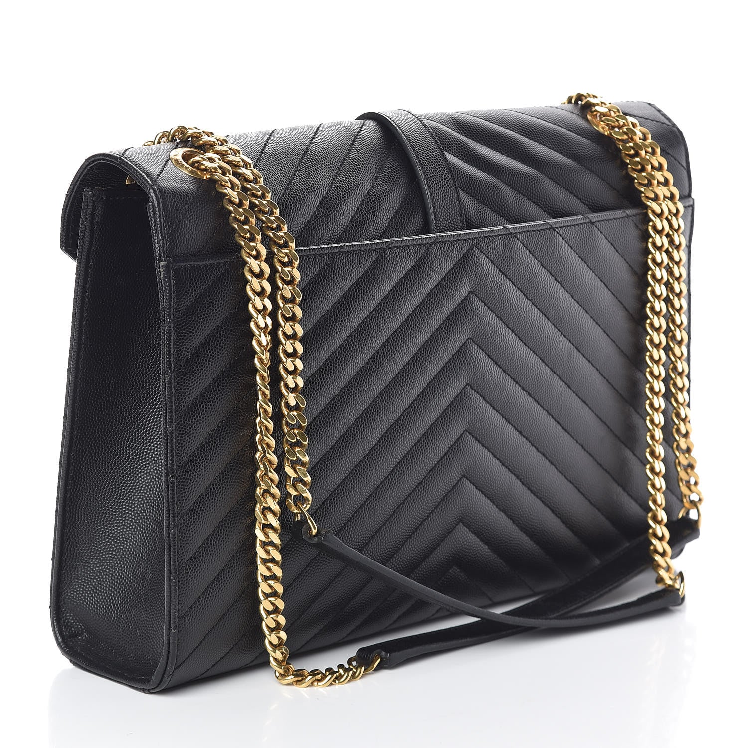 Saint Laurent Grain De Poudre Matelasse Chevron Large Monogram Satchel Black 3 of 9