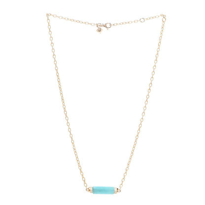 David Yurman 18K Yellow Gold Diamond Amazonite Barrels Pendant Necklace 3 of 5