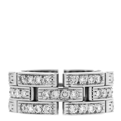 Cartier 18K White Gold Diamond Maillon Panthere 3 Rows Paved Ring 49 4.75 1 of 5
